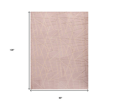 6' X 9' Pink and Gold Faux Fur Abstract Shag Non Skid Area Rug