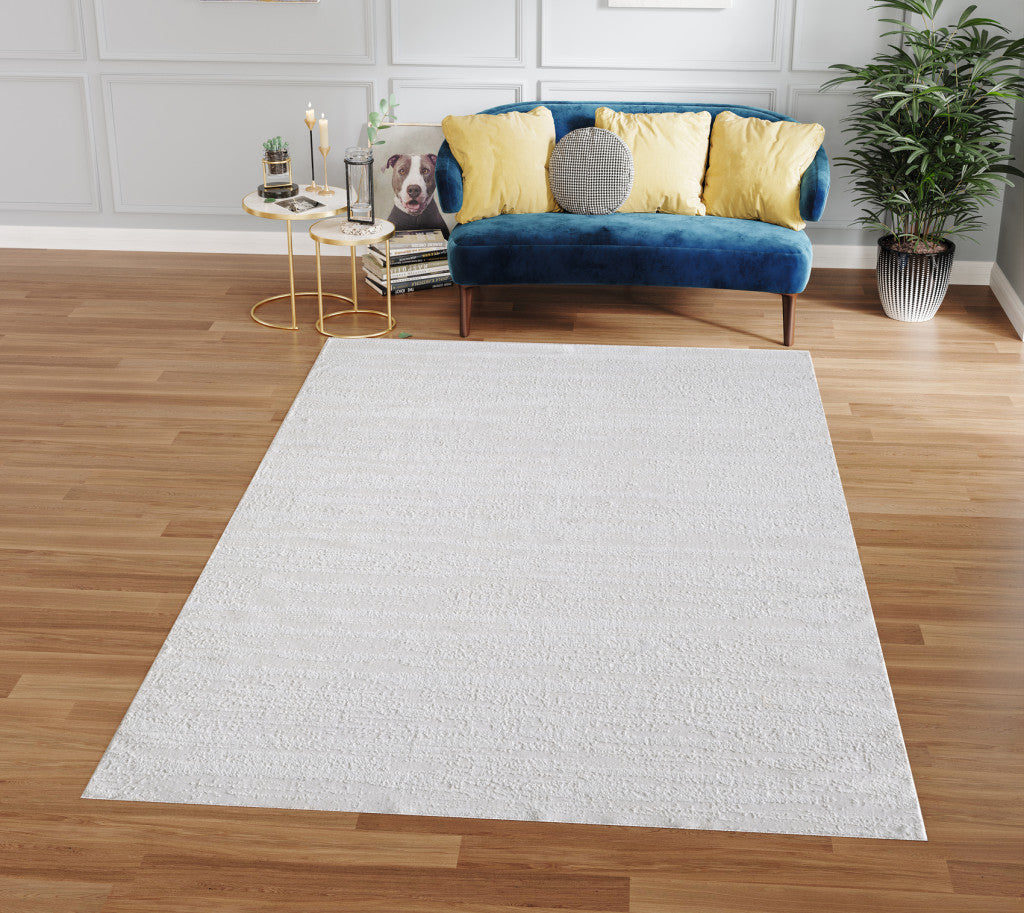 3' X 5' White Abstract Washable Non Skid Area Rug