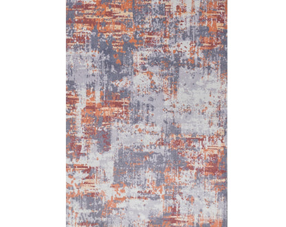 2' X 3' Gray and Brown Abstract Shag Printed Washable Non Skid Area Rug