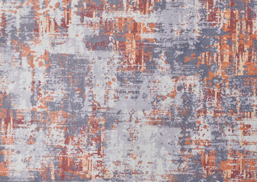 2' X 3' Gray and Brown Abstract Shag Printed Washable Non Skid Area Rug