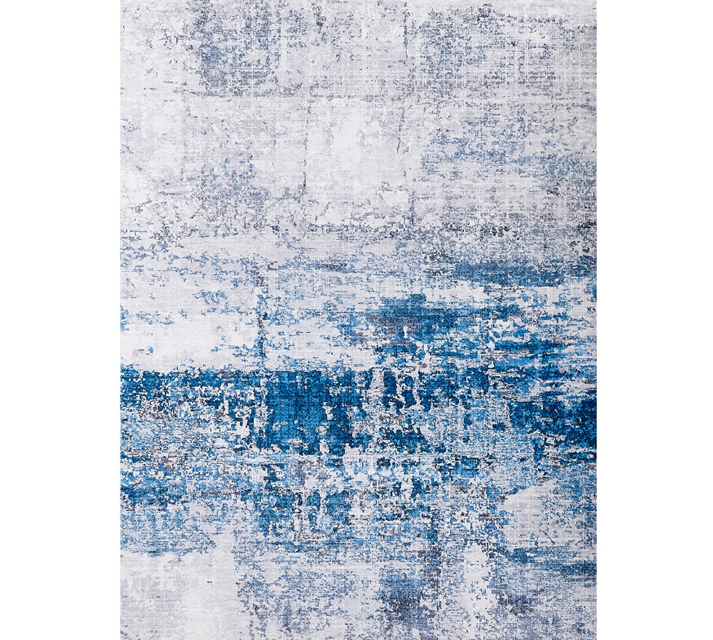 2' X 3' Gray and Blue Abstract Shag Printed Washable Non Skid Area Rug