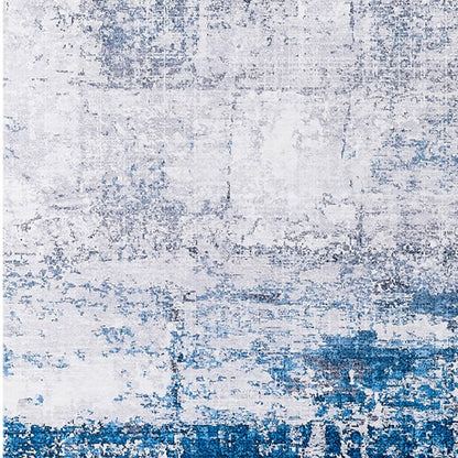 2' X 3' Gray and Blue Abstract Shag Printed Washable Non Skid Area Rug