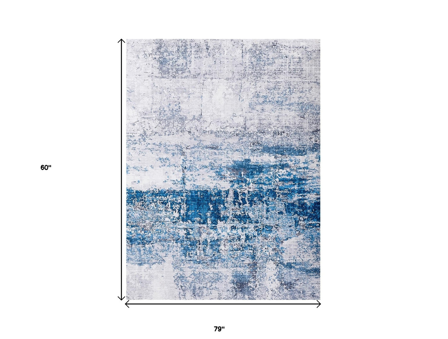 2' X 3' Gray and Blue Abstract Shag Printed Washable Non Skid Area Rug