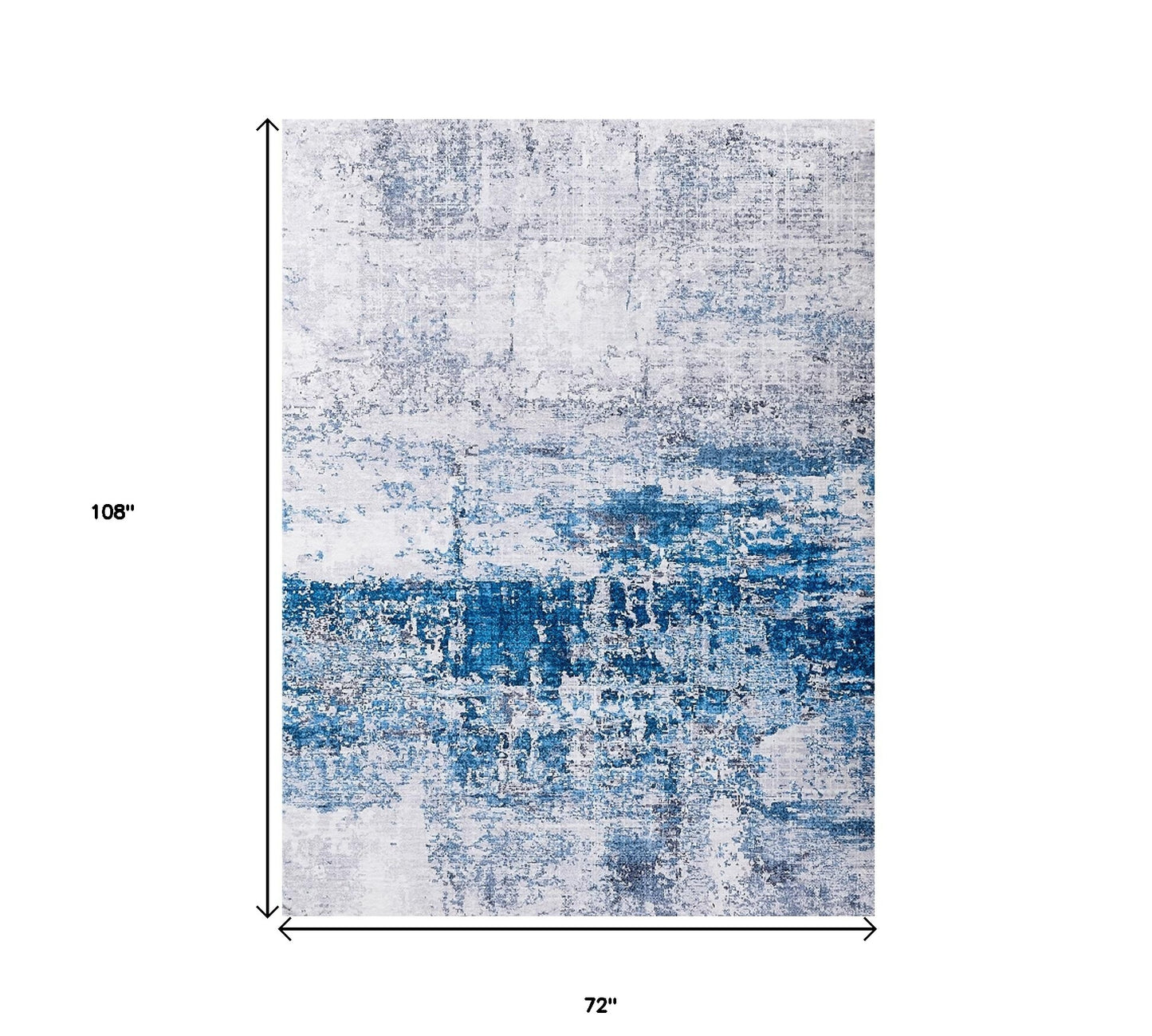 2' X 3' Gray and Blue Abstract Shag Printed Washable Non Skid Area Rug