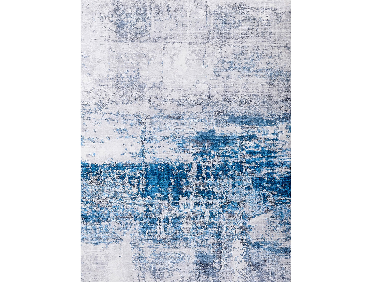 2' X 3' Gray and Blue Abstract Shag Printed Washable Non Skid Area Rug