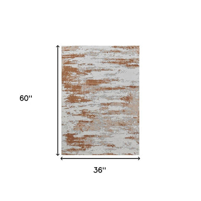 2' X 3' Gray and Brown Abstract Printed Washable Non Skid Area Rug