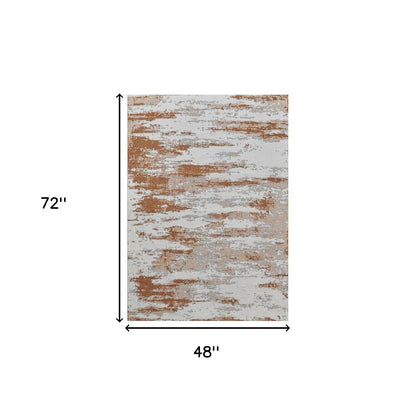 2' X 3' Gray and Brown Abstract Printed Washable Non Skid Area Rug