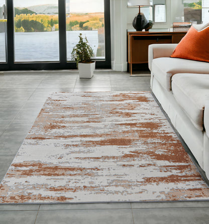 2' X 3' Gray and Brown Abstract Printed Washable Non Skid Area Rug