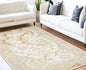 3' X 5' Beige and Gold Abstract Area Rug