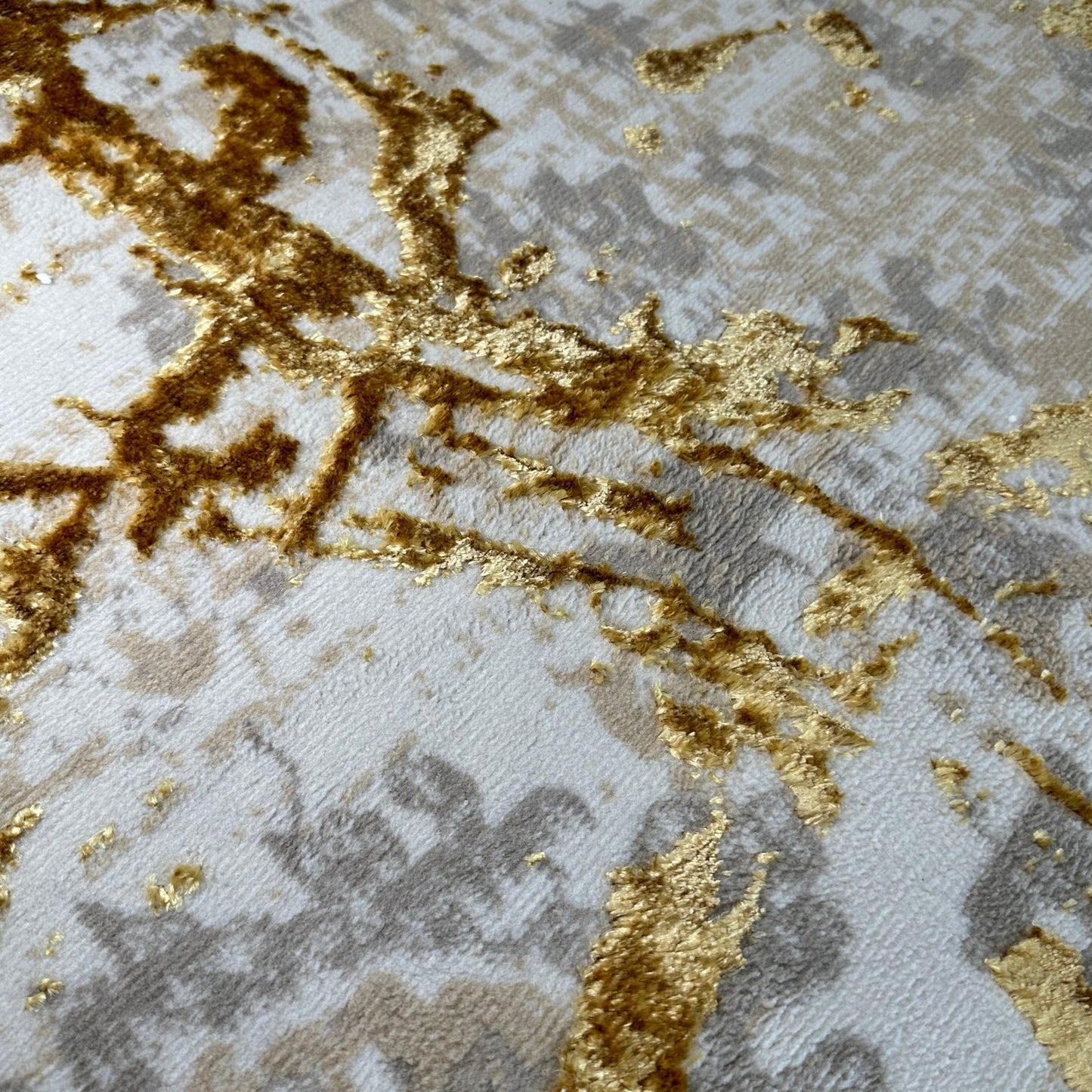 3' X 5' Beige and Gold Abstract Area Rug