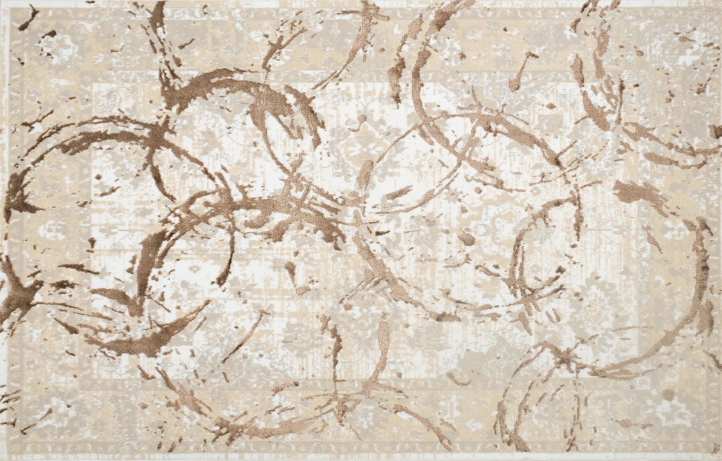 3' X 5' Beige and Gold Abstract Area Rug