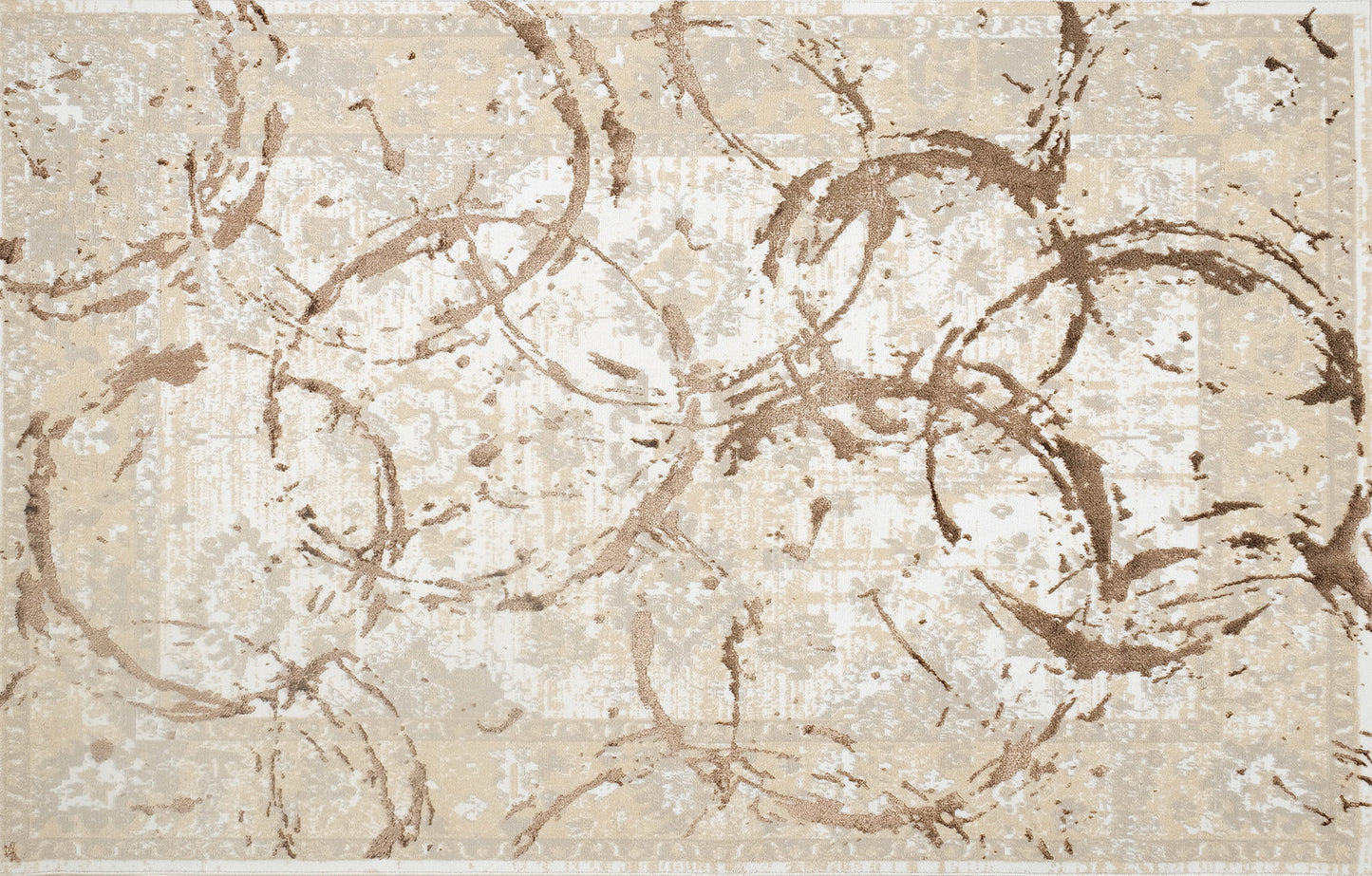 3' X 5' Beige and Gold Abstract Area Rug