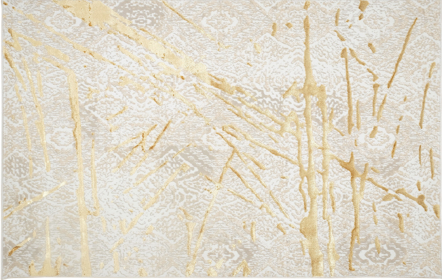 9' X 12' Ivory and Gold Abstract Area Rug