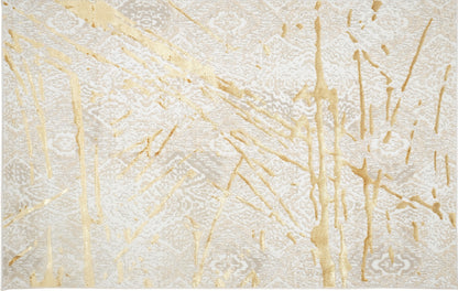 9' X 12' Ivory and Gold Abstract Area Rug