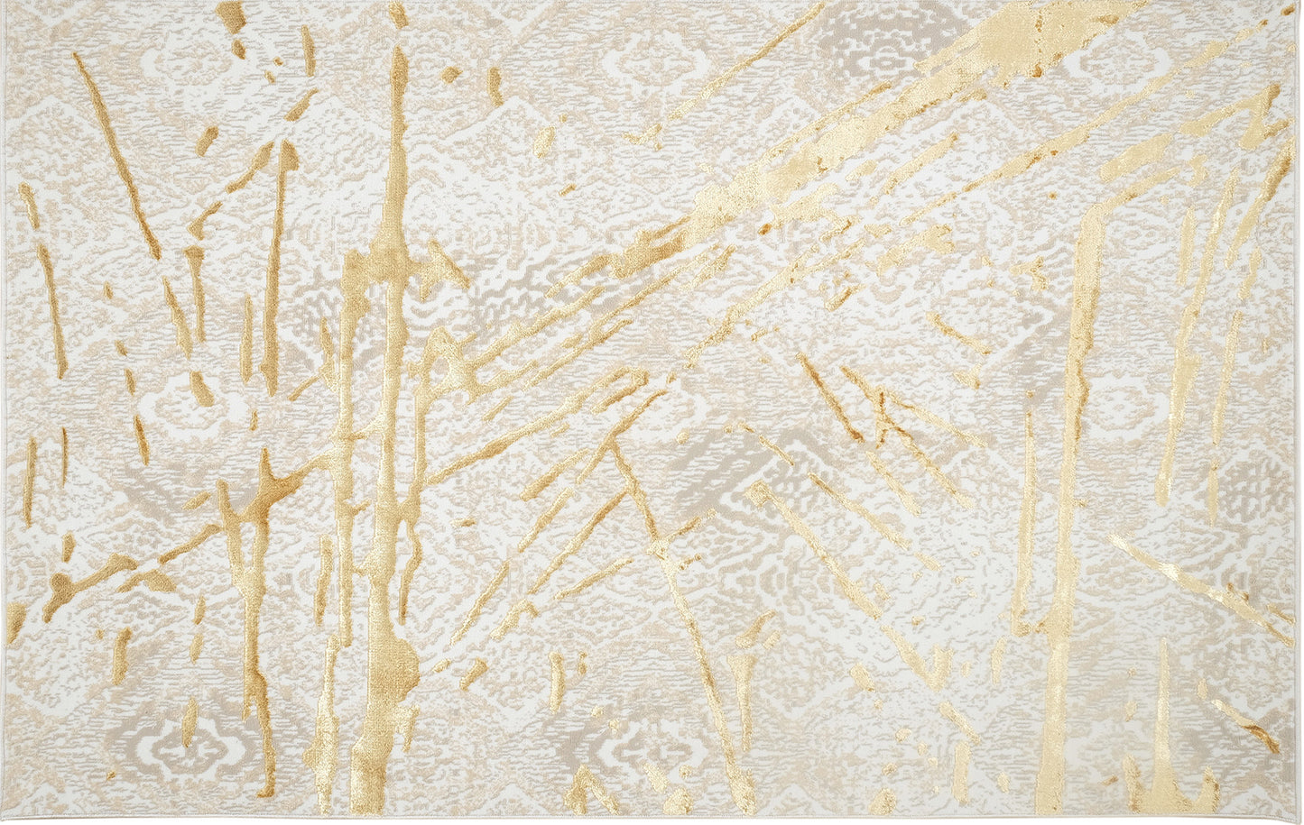 9' X 12' Ivory and Gold Abstract Area Rug