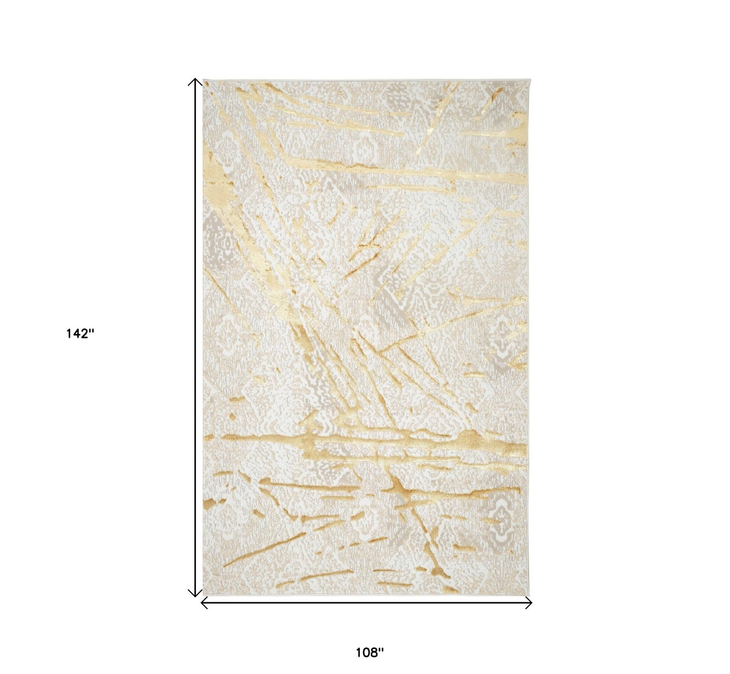 9' X 12' Ivory and Gold Abstract Area Rug