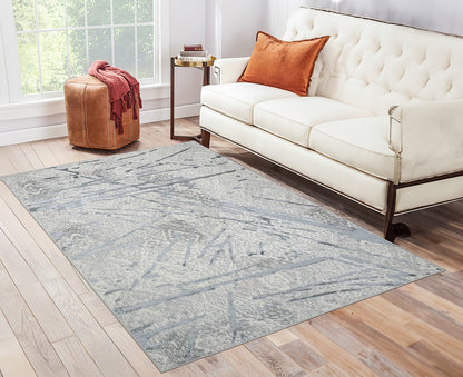 3' X 5' Gray and Silver Abstract Area Rug