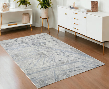 3' X 5' Gray and Silver Abstract Area Rug