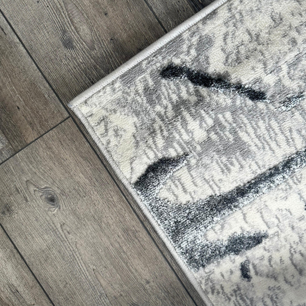 3' X 5' Gray and Silver Abstract Area Rug