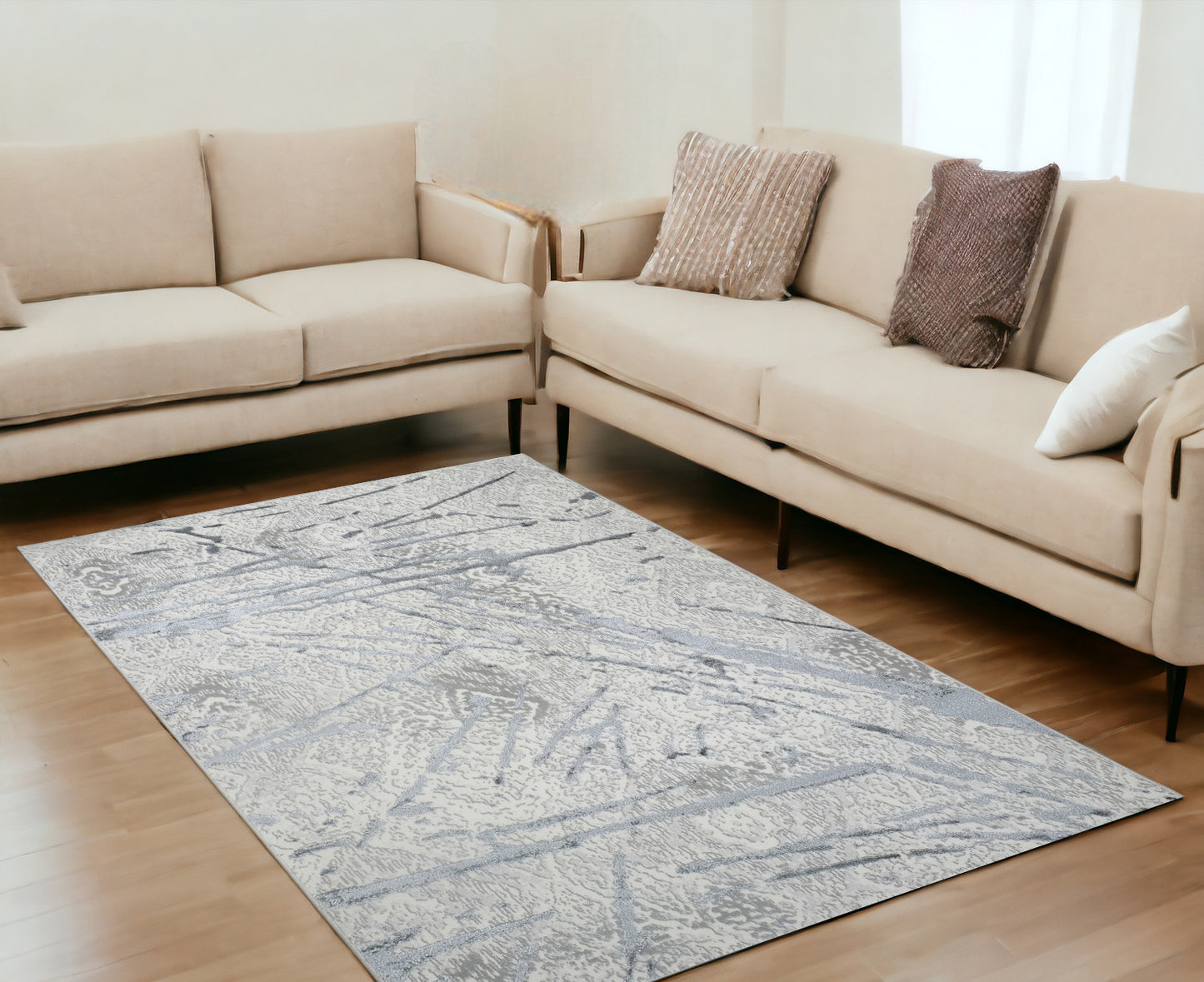 3' X 5' Gray and Silver Abstract Area Rug