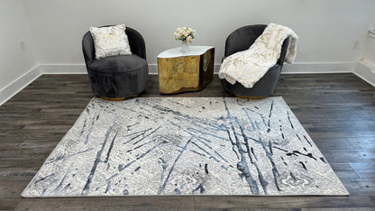 3' X 5' Gray and Silver Abstract Area Rug