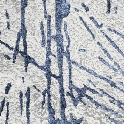 3' X 5' Ivory and Blue Abstract Area Rug