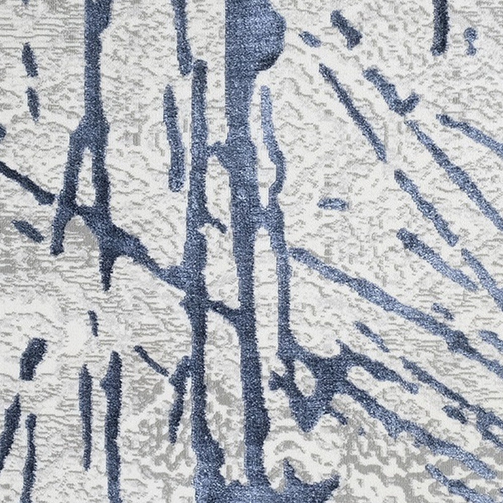 3' X 5' Ivory and Blue Abstract Area Rug