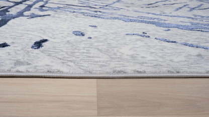 3' X 5' Ivory and Blue Abstract Area Rug