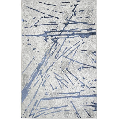 3' X 5' Ivory and Blue Abstract Area Rug