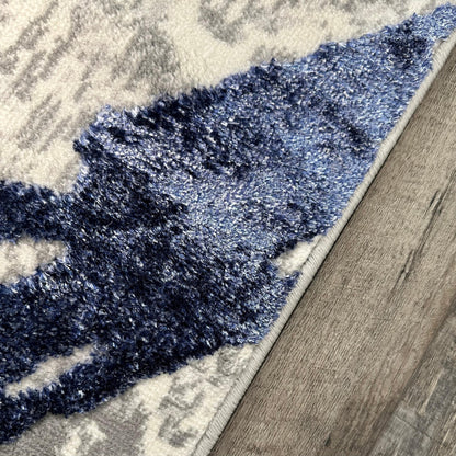 3' X 5' Ivory and Blue Abstract Area Rug