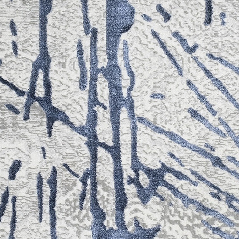 3' X 5' Ivory and Blue Abstract Area Rug