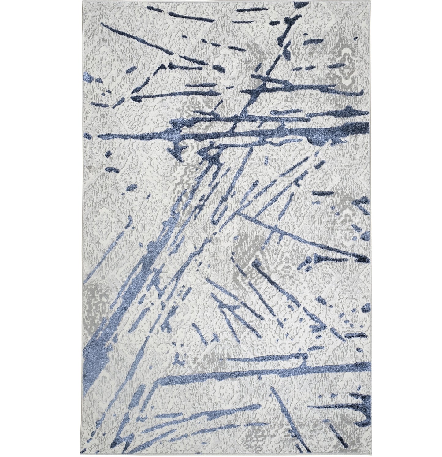 3' X 5' Ivory and Blue Abstract Area Rug