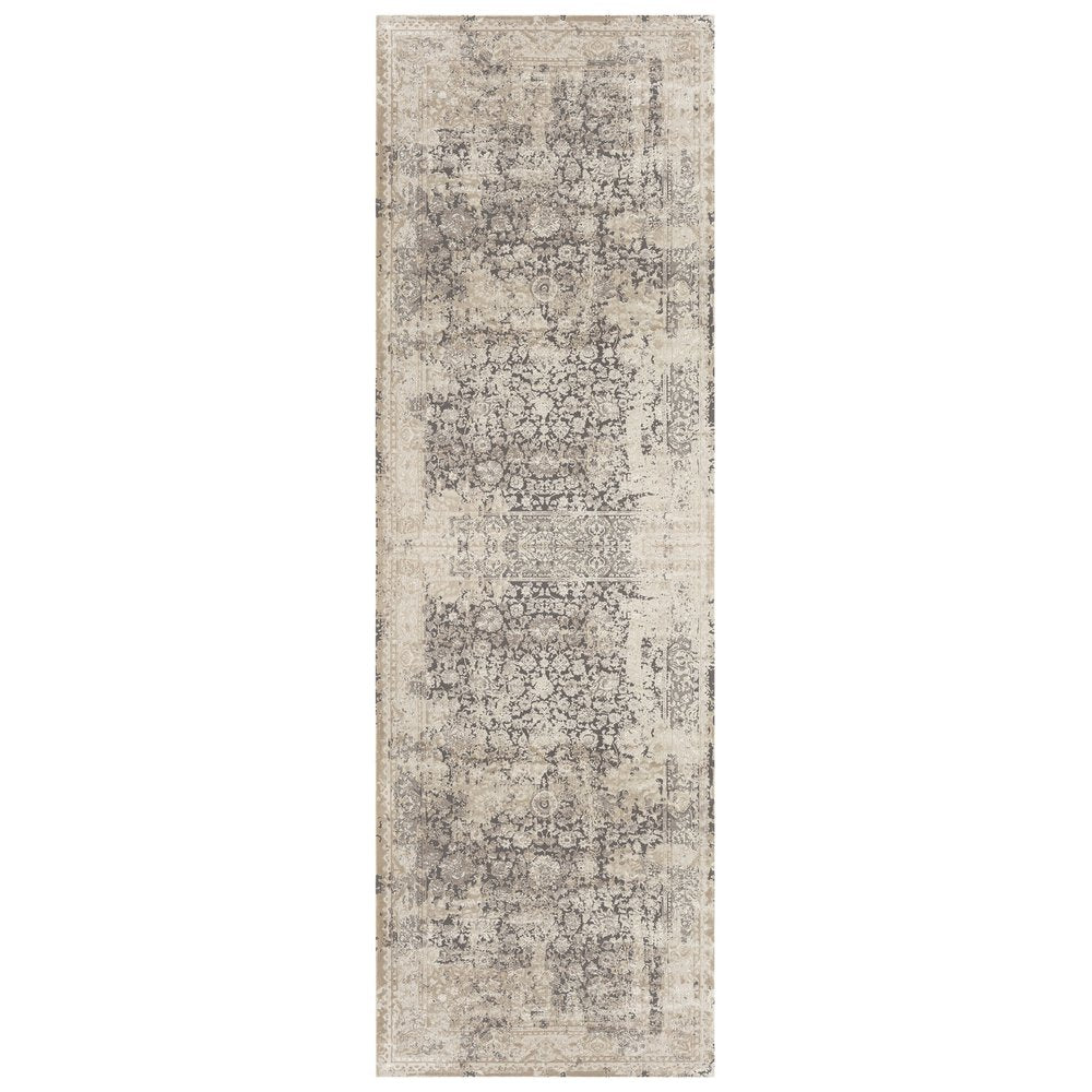 2' X 3' Gray and Ivory Floral Area Rug