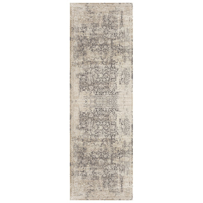 8' X 10' Gray and Ivory Floral Area Rug