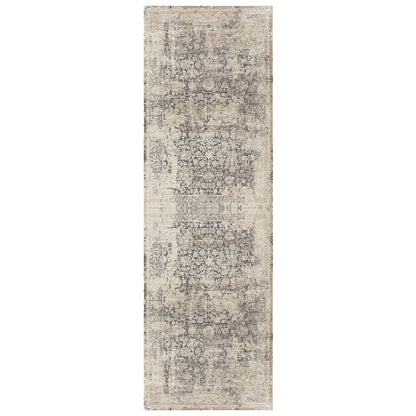 7' Gray Floral Runner Rug