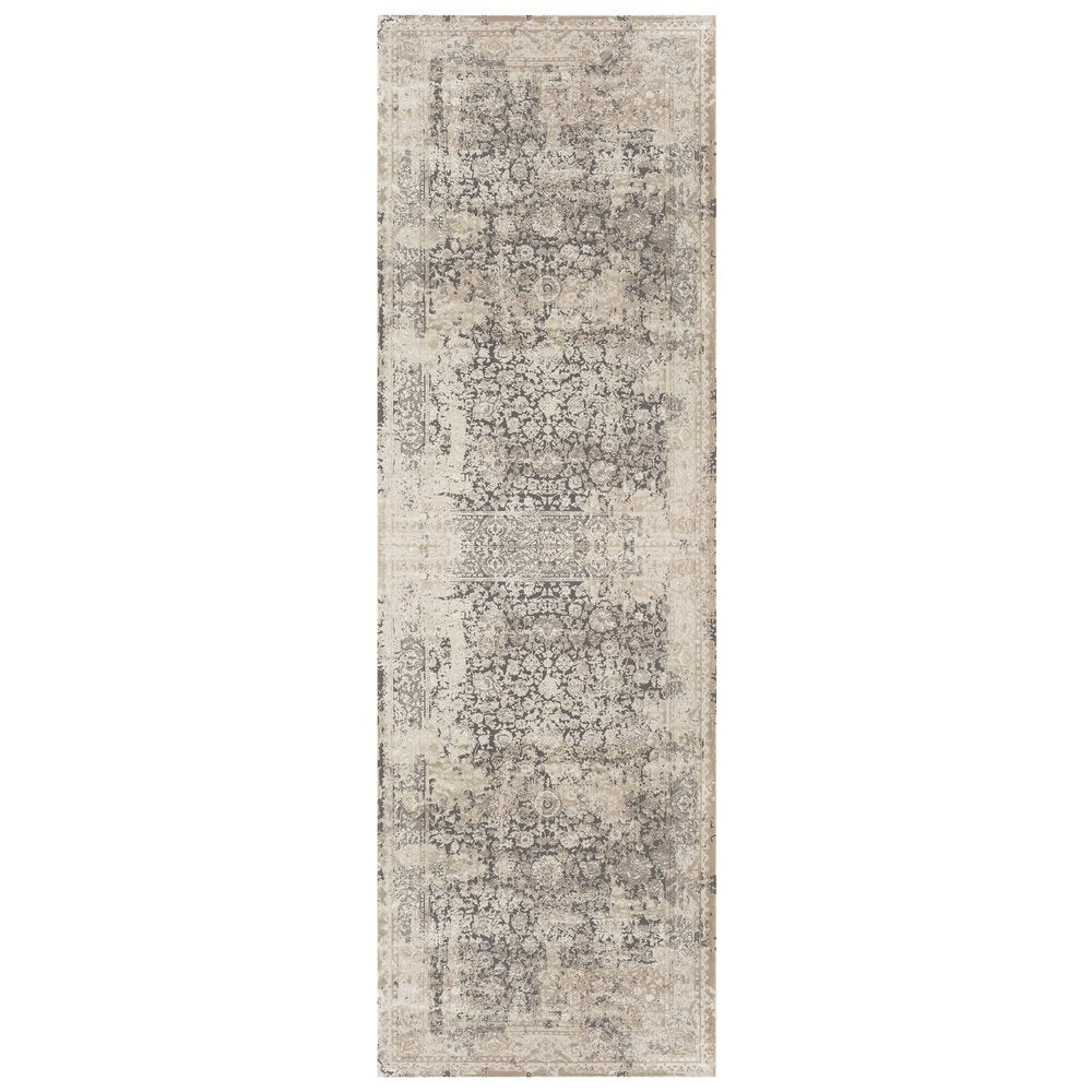 2' X 3' Gray and Ivory Floral Area Rug