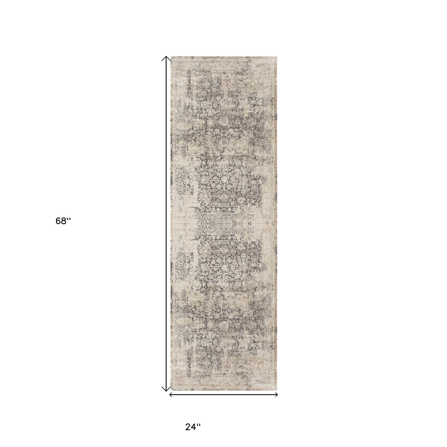 8' X 10' Gray and Ivory Floral Area Rug