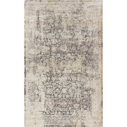 8' X 10' Gray and Ivory Floral Area Rug