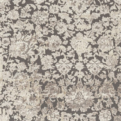 8' X 10' Gray and Ivory Floral Area Rug