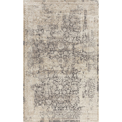 8' X 10' Gray and Ivory Floral Area Rug