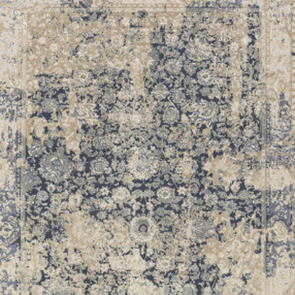 8' X 10' Gray and Ivory Floral Area Rug