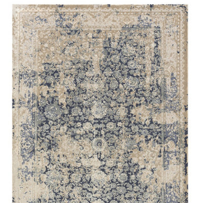 8' X 10' Gray and Ivory Floral Area Rug