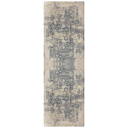 8' X 10' Gray and Ivory Floral Area Rug