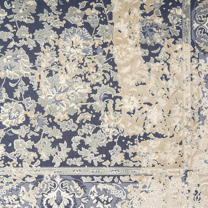 7' Gray Floral Runner Rug