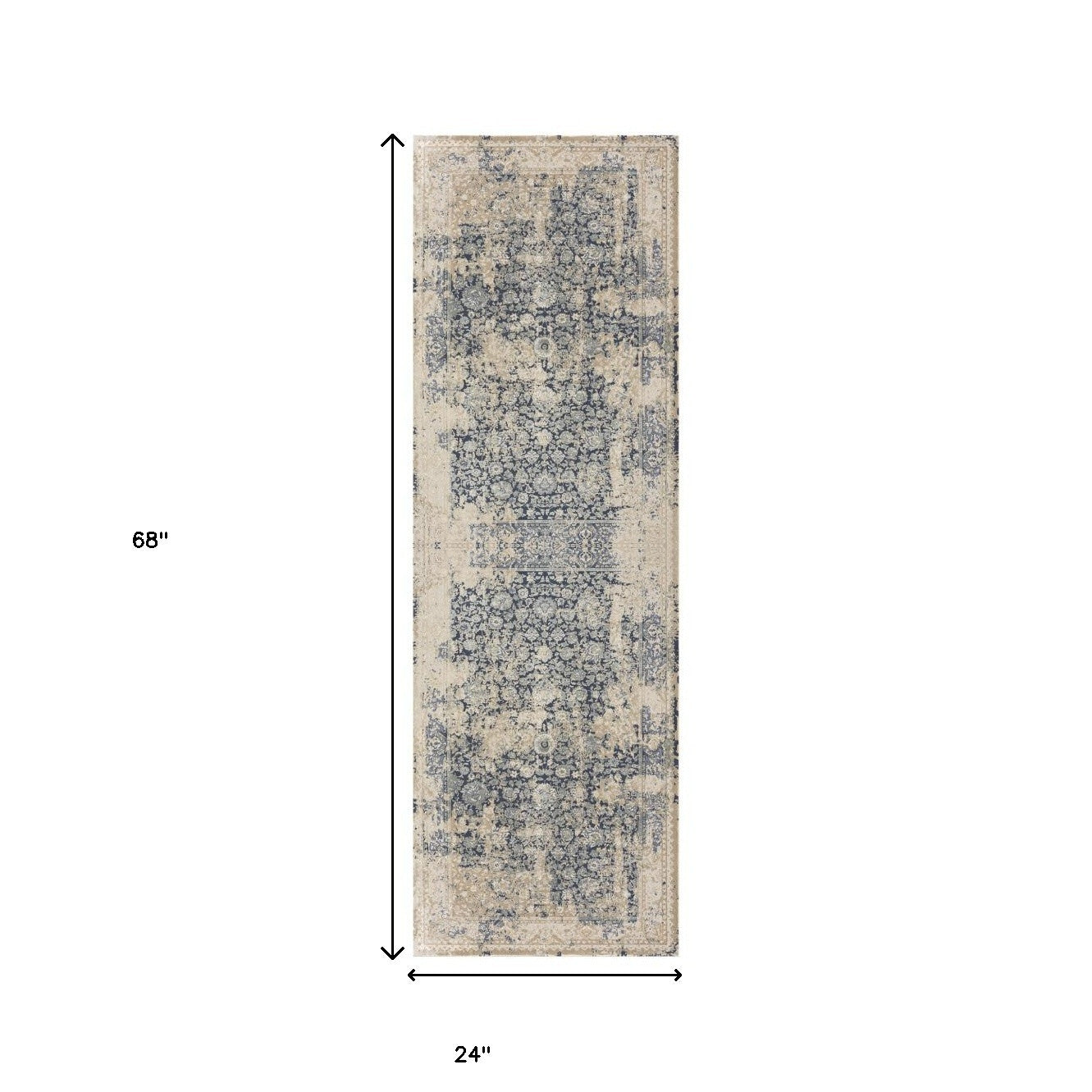 8' X 10' Gray and Ivory Floral Area Rug