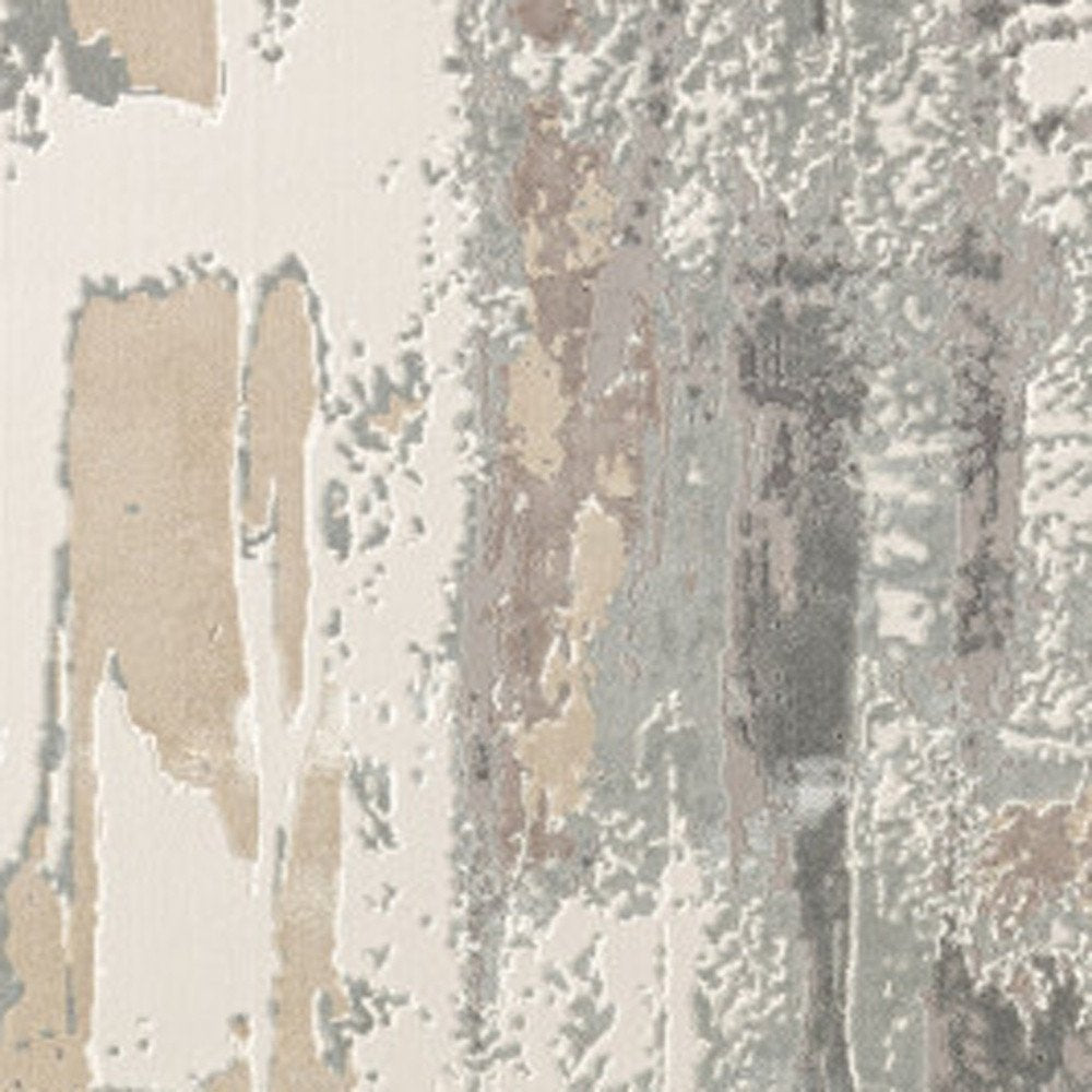 2' X 3' Beige Ivory And Gray Abstract Area Rug