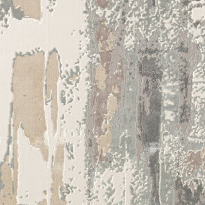 2' X 3' Beige Ivory And Gray Abstract Area Rug