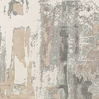 2' X 3' Beige Ivory And Gray Abstract Area Rug
