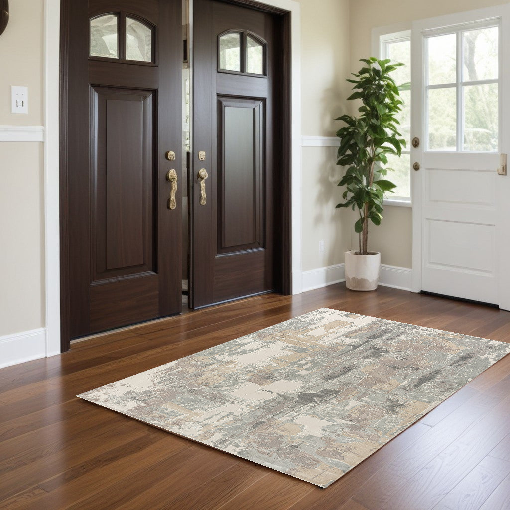 5' X 8' Gray and Beige Abstract Area Rug