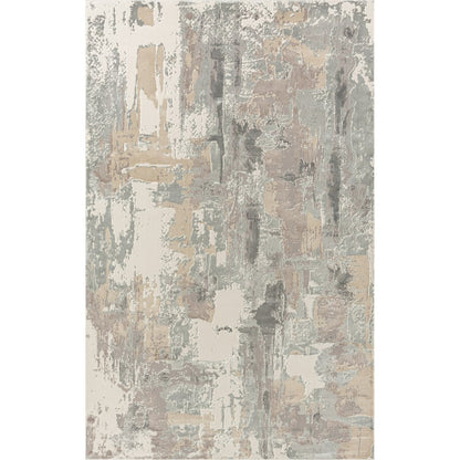 7' Blue And Beige Abstract Runner Rug